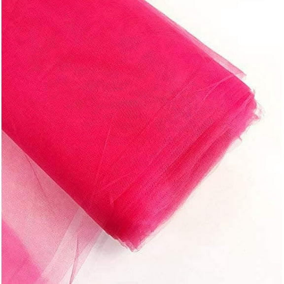 DECORATIVE SILK INC. 54" by 40 Yards (120 ft) Fabric Tulle Bolt Craft and Party for Wedding and Decoration ( HOT PINK )