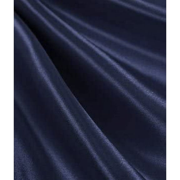 DECORATIVE SILK INC. CHARMEUSE SATIN POLYESTER SOLID FABRIC 60" WIDE BY THE YARD ( NAVY )