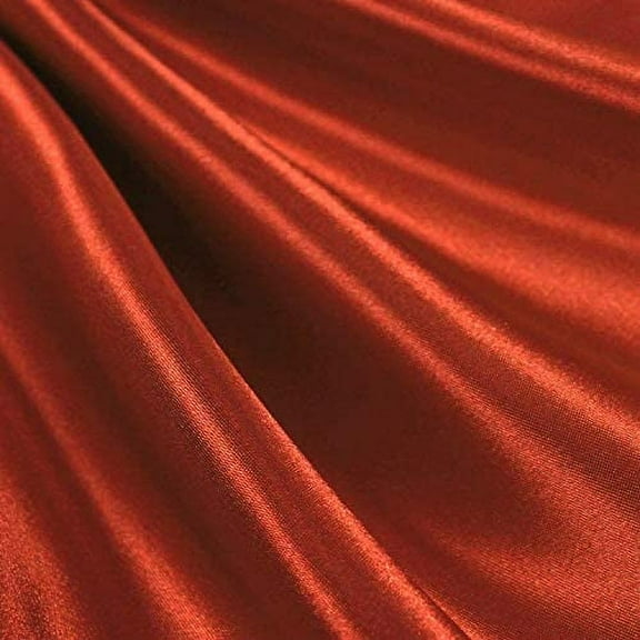 DECORATIVE SILK INC. CHARMEUSE SATIN POLYESTER SOLID FABRIC 60" WIDE BY THE YARD ( RUST )