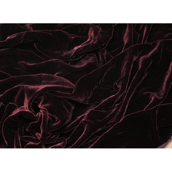 DECORATIVE SILK INC. Polyester Stretch Velvet Fabric 60" inches Wide By the Yard( DARK BURGUNDY )