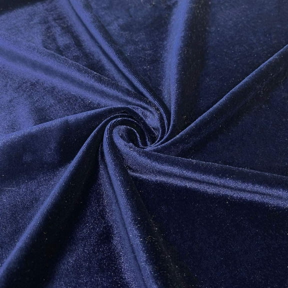 DECORATIVE SILK INC. Polyester Stretch Velvet Fabric 60" inches Wide By the Yard( NAVY )