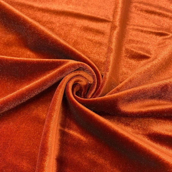 DECORATIVE SILK INC. Polyester Stretch Velvet Fabric 60" inches Wide By the Yard( RUST )