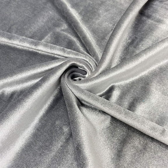 DECORATIVE SILK INC. Polyester Stretch Velvet Fabric 60" inches Wide By the Yard( SILVER )