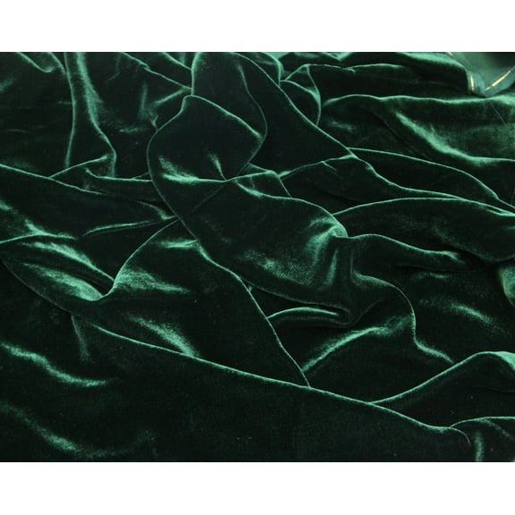 DECORATIVE SILK INC. SILK RAYON VELVET SOLID FABRIC 45 WIDE By The Yard ( HUNTER GREEN )