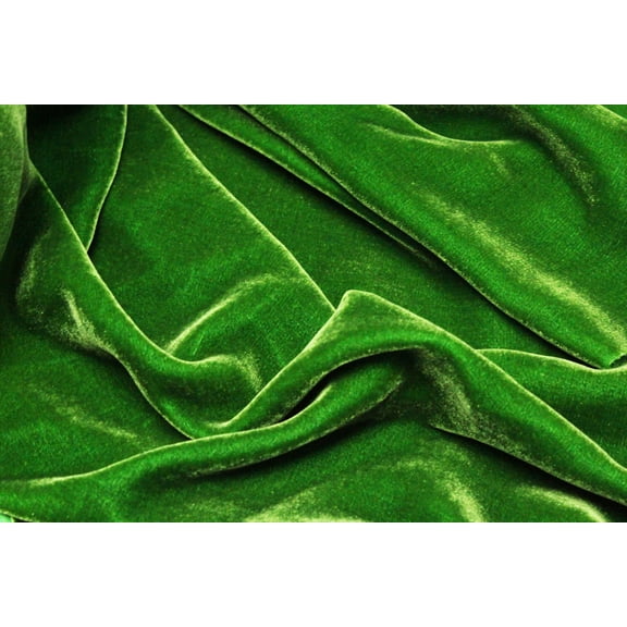 DECORATIVE SILK INC. SILK RAYON VELVET SOLID FABRIC 45 WIDE By The Yard ( KELLY GREEN )