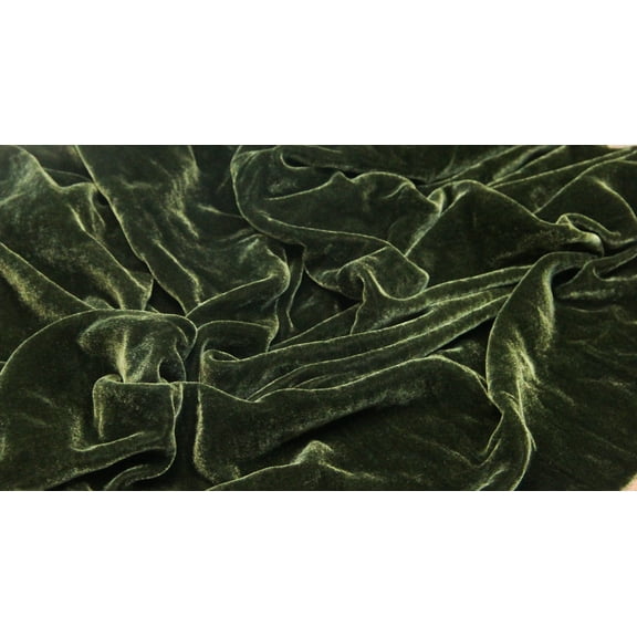 DECORATIVE SILK INC. SILK RAYON VELVET SOLID FABRIC 45 WIDE By The Yard ( OLIVE )