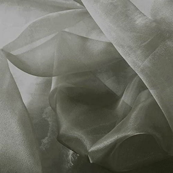 DECORATIVE SILK INC. Sparkle Crystal Sheer Organza Fabric Shiny 60" inch wide by the yard (Charcoal)
