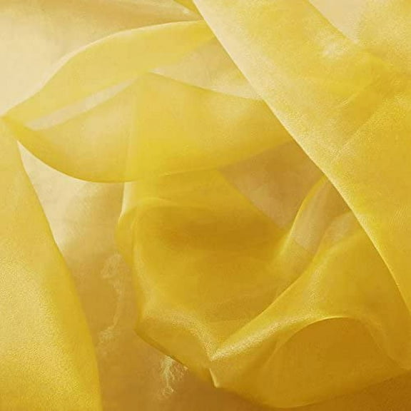 DECORATIVE SILK INC. Sparkle Crystal Sheer Organza Fabric Shiny 60" inch wide by the yard (Dk Yellow)