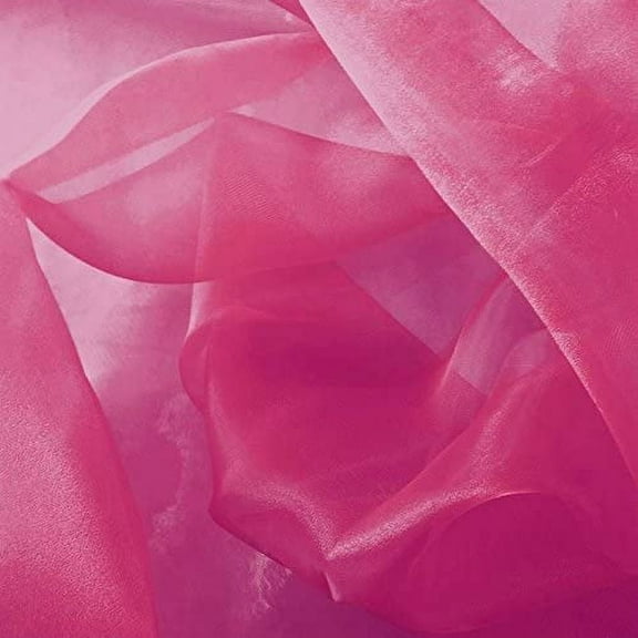 DECORATIVE SILK INC. Sparkle Crystal Sheer Organza Fabric Shiny 60" inch wide by the yard (Magenta)