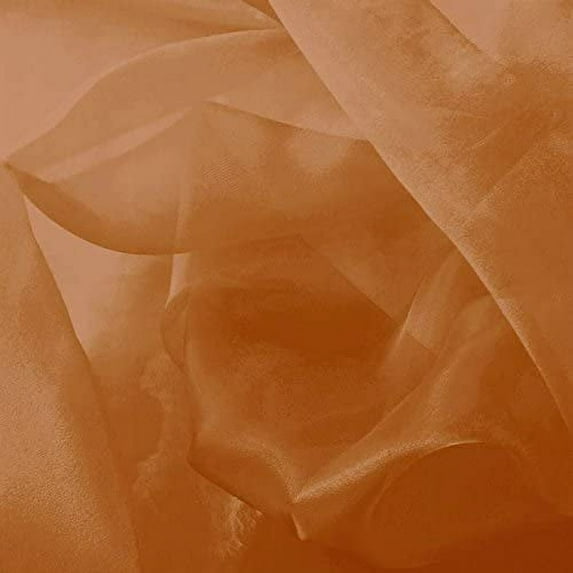 DECORATIVE SILK INC. Sparkle Crystal Sheer Organza Fabric Shiny 60" inch wide by the yard (Rust)