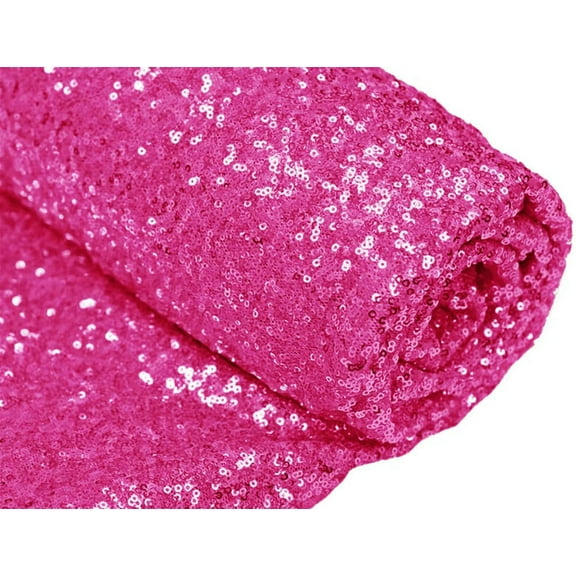 DECORATIVE SILK INC. Sparkly Glitz Sequins Beaded Fabric 54" Wide 100% Polyester By The Yard( FUCHSIA)
