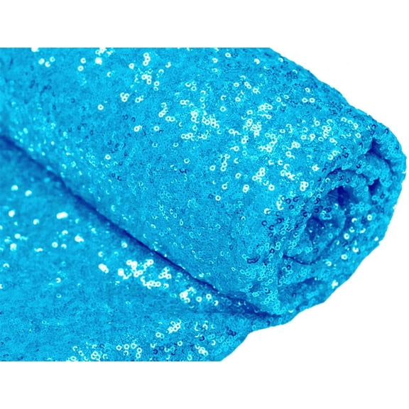 DECORATIVE SILK INC. Sparkly Glitz Sequins Beaded Fabric 54" Wide 100% Polyester By The Yard(TURQUOISE)