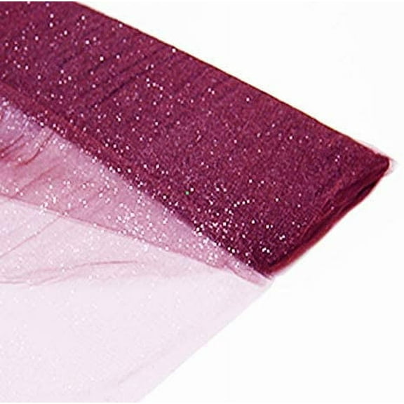 DECORATIVE SILK INC. tulle Glitter Fabric 54" by 10 Yards (30 ft) Tulle Bolt for Wedding, party and Decoration (BURGUNDY)