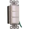 thumbnail image 1 of DECORATIVE TRIPLE ROCKER SWITCH, SINGLE POLE, 120-277 VOLTS, 15 AMP, WHITE per 7 Each, 1 of 1