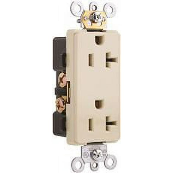 PREFERRED INDUSTRIES 602048 Decorator Receptacle, 20 Amp, Ivory