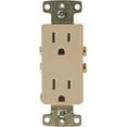 thumbnail image 1 of DECORATOR RECEPTACLE TAMPER PROOF SELF-GROUNDING 15A ALMOND per 8 Each, 1 of 1