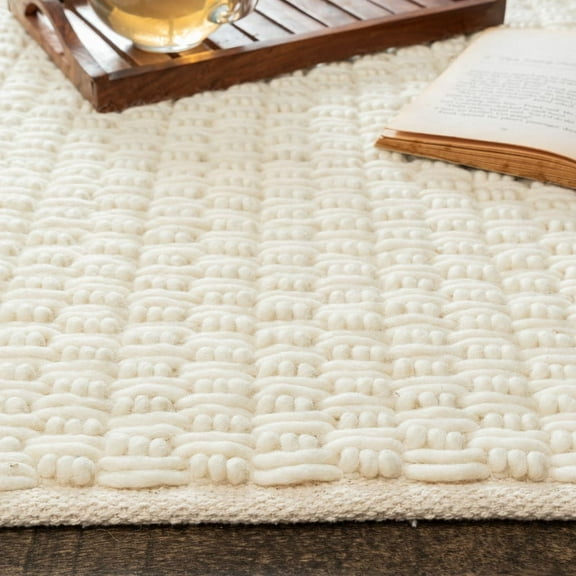 DECORDELIVEREDD - Hand Woven Chunky Braided Hand Knitted, Modern Style New Zealand wool Indoor Rug. Entryway or Runner , off white