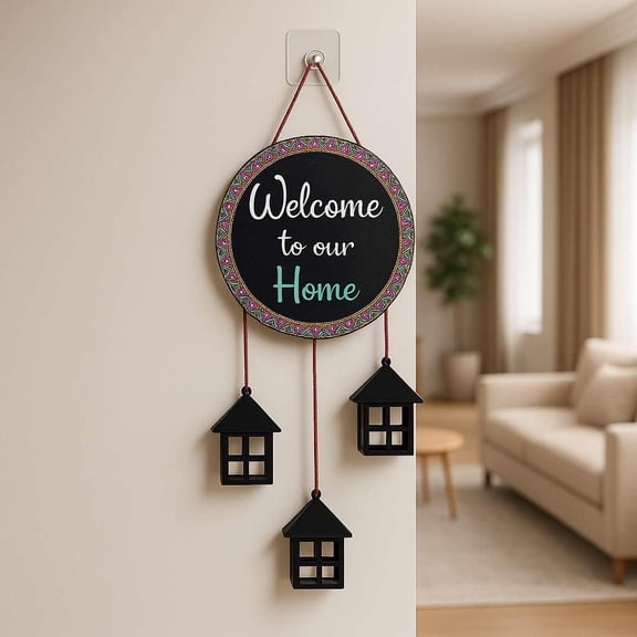 DECORIQUE Rustic Wooden Welcome Board for Hall Office Wall Decor