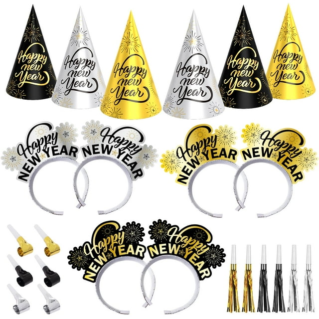 DECORLIFE New Years Eve Party Supplies 2024 for 12 Guests, Happy New Year Decorations 2024, 6