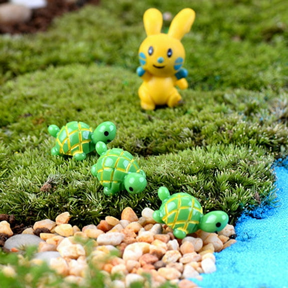 DECORNIJIA 10Pack Mini Turtle Dolls Natural Resin Green Micro Landscape Decoration Bedroom