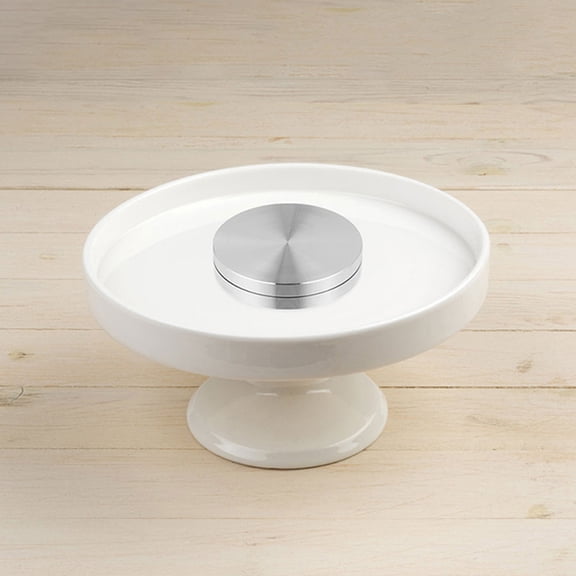 DECORNIJIA Baking Turntable Aluminium Alloy Turntable Base Bearing Silver 1Pack