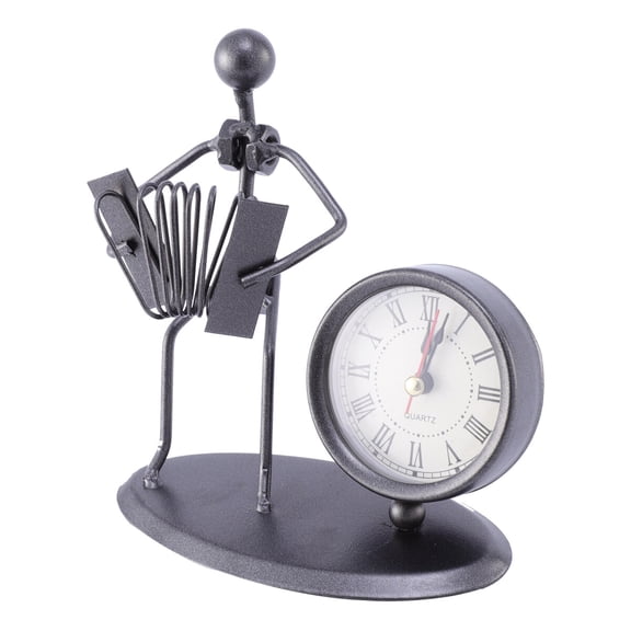 DECORNIJIA 1Pack Craftsman Style Table Clock Iron 14X12Cm Vintage Clock for Indoor Display