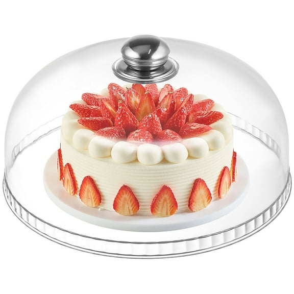 DECORNIJIA 1Pc Protective Cover Plastic Dome for Cake Stand Square Transparent 25.50X25.50X13.00Cm