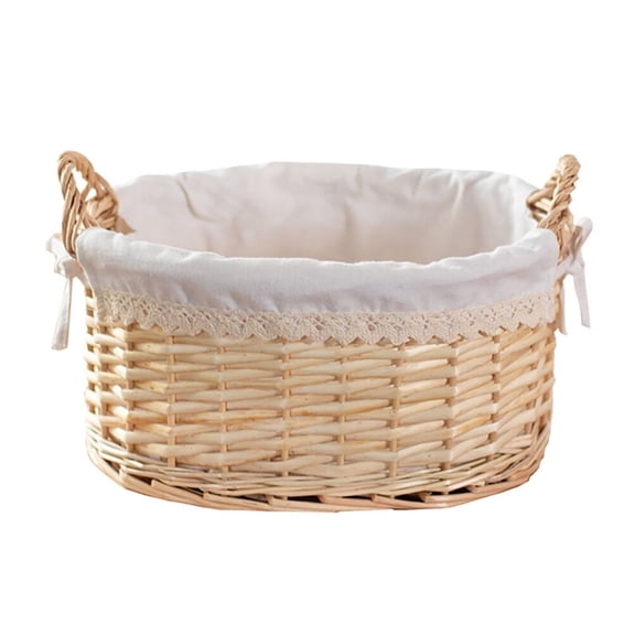 DECORNIJIA 1Pcs Beige Desk Storage Organizer Woven Handmade Decoration Living Space