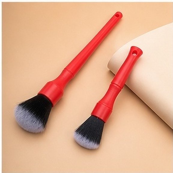 DECORNIJIA 2 Pcs Interior Cleaning Brush Red Long Handle for Radio and Window Button Cleaning