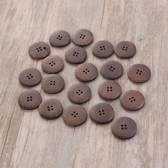 DECORNIJIA 20Pcs Round Wood Buttons Dark Brown Flat Back Ideal for Knitting and Autumn Craft Supplies