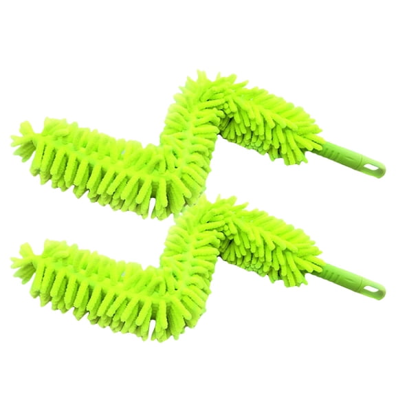 DECORNIJIA 2pcs Bendable Chenille Duster Tool For Cars Ceiling Fans Furniture And Blinds Light Green Cleaning Supplies