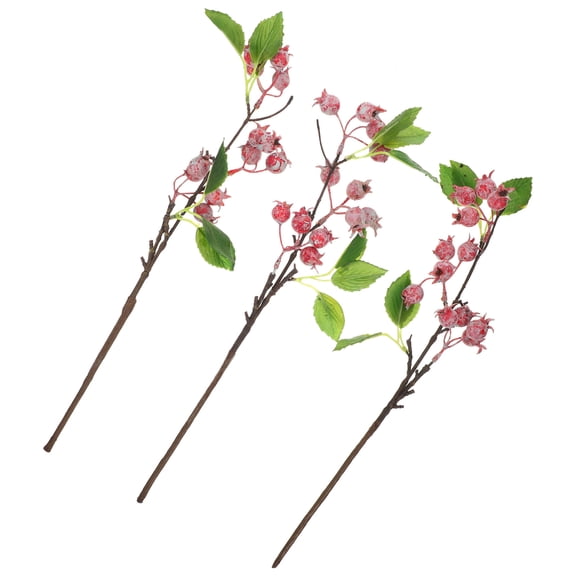 DECORNIJIA 3Pcs Artificial Berries Picks Decor Pink Red Plastic And Party