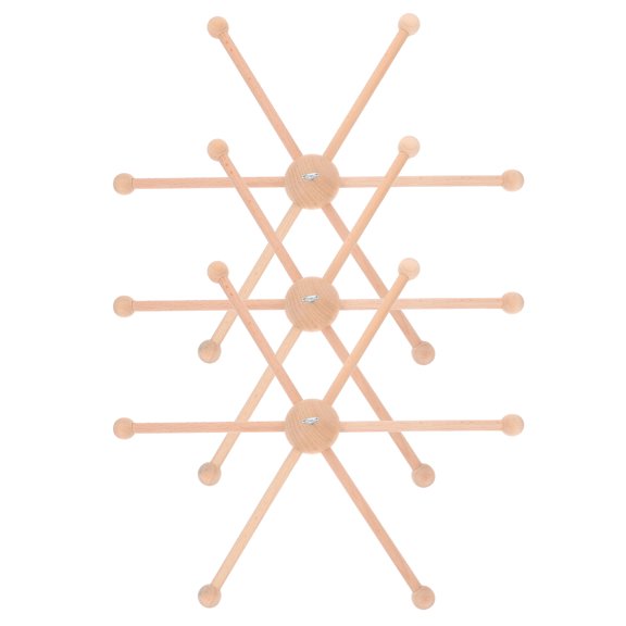 DECORNIJIA 3Pcs Natural Khaki Wooden Mobile Frame with Six Spokes for DIY Wind Chime Crafting