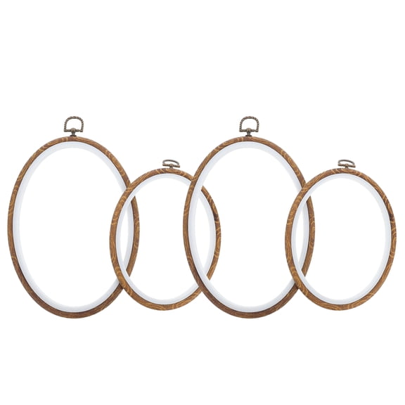 DECORNIJIA 4pcs Imitated Embroidery Hoop Cross Stitch Circle Frames For Diy Craft Sewing Wall Decor