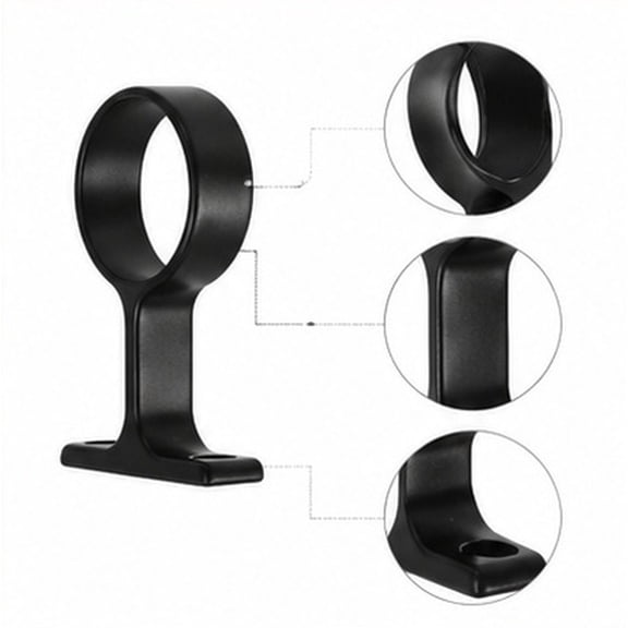 DECORNIJIA 4pcs Mm round Tube Flange Closet Rod Bracket Black Aluminum Alloy