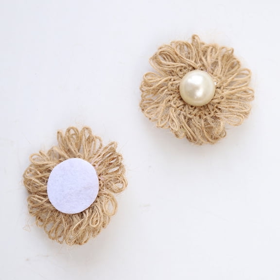 DECORNIJIA 5Pcs Handmade Burlap Flowers Jute Natural for Home Decoration 5 x 2 x 0.2in