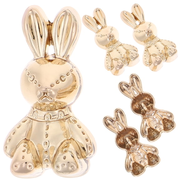 DECORNIJIA 5pcs Button Clothing Accessories Bunny Buttons Cute Decorative Rabbits For Clothes Alloy Golden