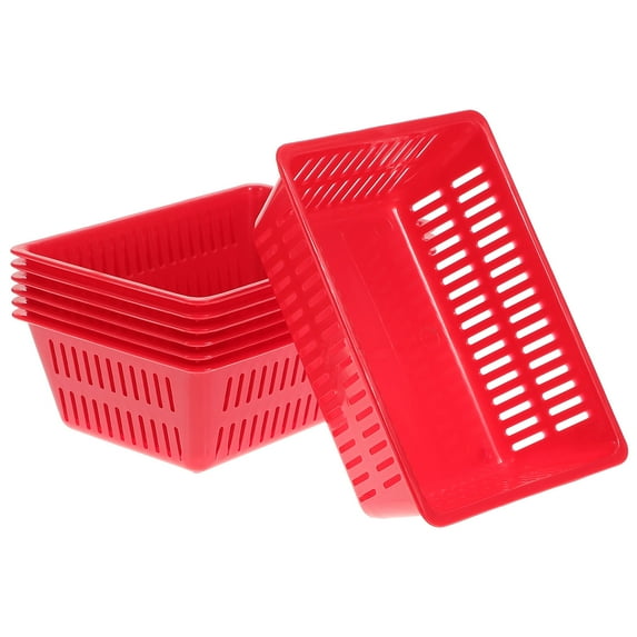DECORNIJIA 7Pcs Decornijia Red Plastic Rectangular Coin Storage Baskets for Home Office