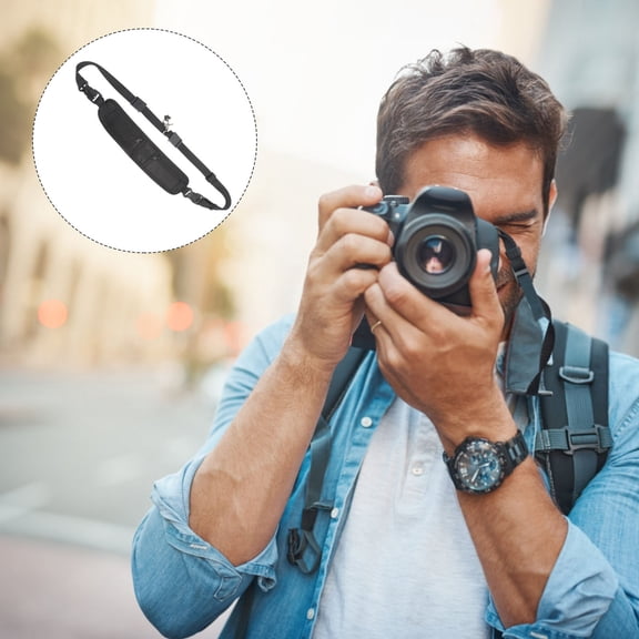 DECORNIJIA Adjustable Camera Strap for Camera Black Nylon 1Set with Double Zipper Pocket Design