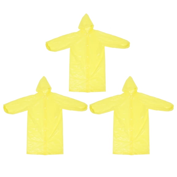 DECORNIJIA EVA Raincoat with Hood, 3-Pack Lightweight Reusable Rain Poncho for Outdoor Travel