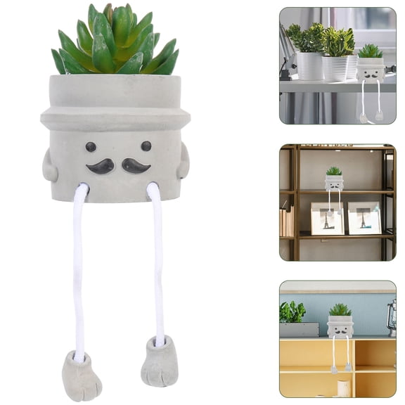 DECORNIJIA Simulation Bonsai Ornaments Artificial Potted Plant Cement 1Set