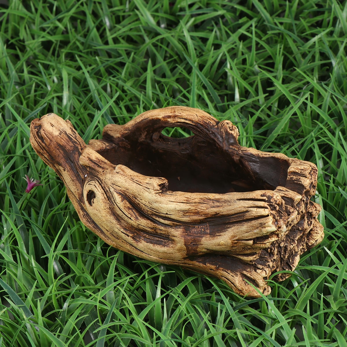 DECORNIJIA Flower Pot Tree Stump Cement Landscape Design Yellow 1Pack ...