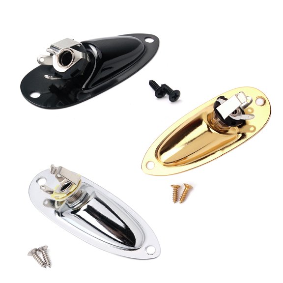 DECORNIJIA Guitar Stereo Input Socket Jack Plug Steel Silver for Electric Guitar 1Pcs