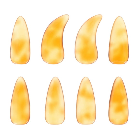 DECORNIJIA Guzheng Accessories Finger Picks 8Pcs Orange Color Curved Shape for Musical Instrument Practice 1.1x0.5in