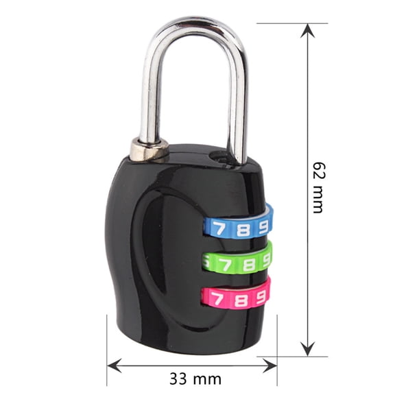 DECORNIJIA Luggage Padlock Alloy Black Combination Padlock for Luggage 1 Set