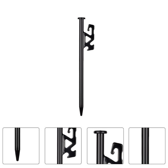 DECORNIJIA Outdoor Tent Pegs Steel Black 1Pack
