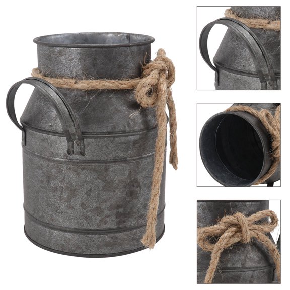 DECORNIJIA flower vase farmhouse decor Grey Iron 1 Pc