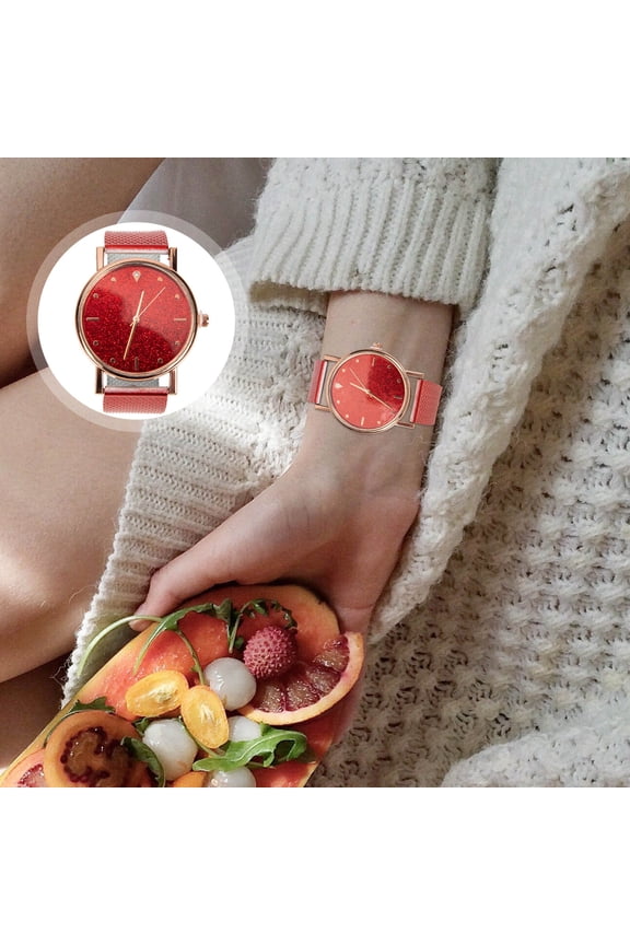 Women Quartz Watch Elegant Watches Round Glass Mirror 1Pack Women Business Meetings