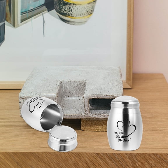 DECORNIJIA Memorial Ashes Holder Stainless Steel Silver 1Pack Family Ashes Storage