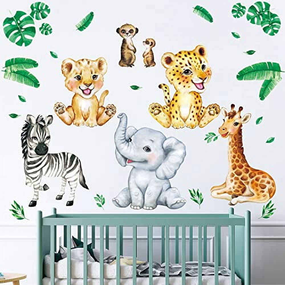 DECOWALL DSL8067 Baby Jungle Animals Wall Stickers Decals Kids Nursery